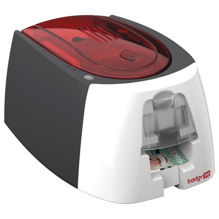 Impresora de credenciales Evolis Badgy 100 incluye 1 Ribbon 1 Paquete de 100 tarjetas de PVC