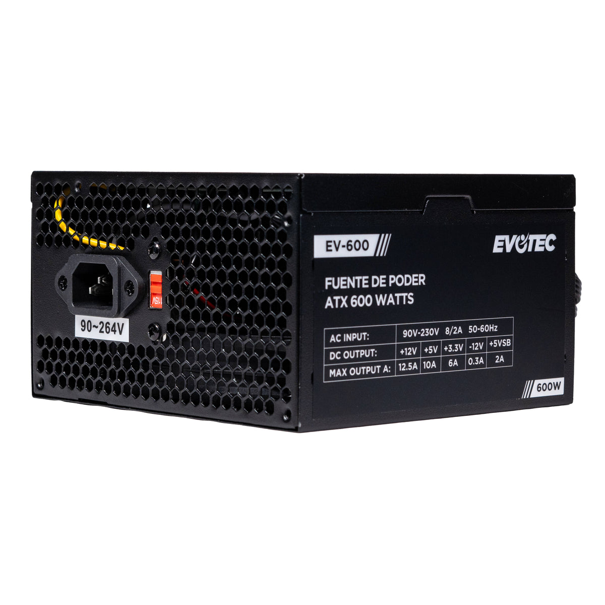 Naceb Fuente de alimentación - 600W - Negro - 120 V AC, 230 V AC Entrada - 5 V, 3,3 V, 12 V, 5 V SB Salida - 1 Raíles +12V - 1 Ventilador(es)