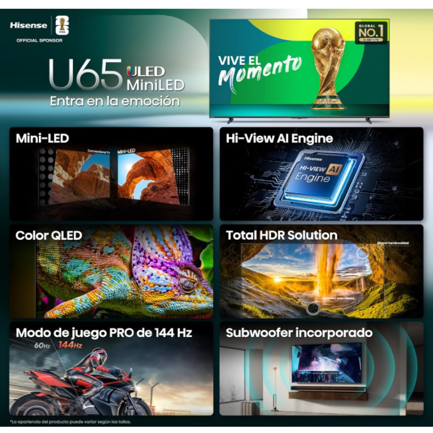 Televisor Hisense 55" U65QFM 4K Mini-LED Smart Fire TV