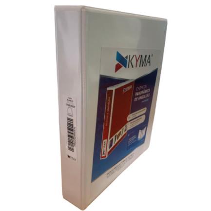 Carpeta Panorámica Kyma de Vinil Tamaño Oficio 1 1/2" Aro en "D" Blanca