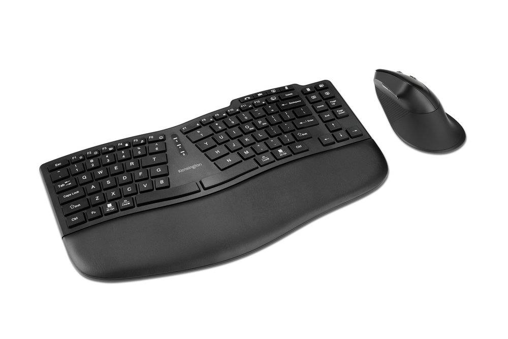 Kensington kit Pro Fit de teclado y mouse recargable, Ergonómico Bluetooth / 2.4 GHz, Win y macOS