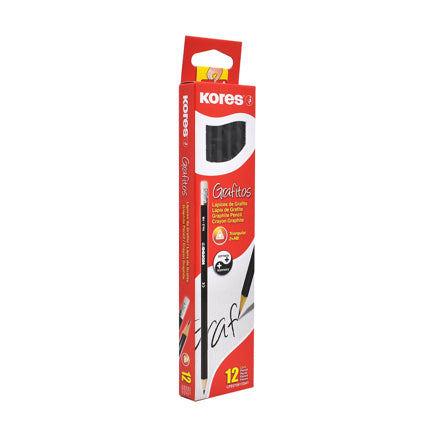 LAPIZ GRAFITO KORES TRIANGULAR NEGRO 2HB C/12