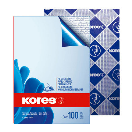 Papel Carbon Kores Kopynet A4 Azul P/Lapiz C/100 Hojas