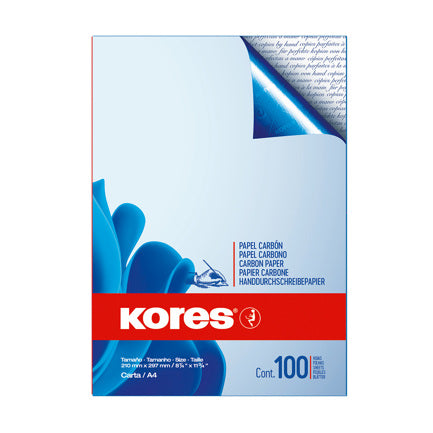 Papel Carbon Kores Kopynet A4 Azul P/Lapiz C/100 Hojas