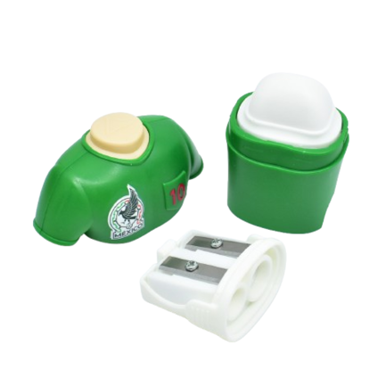 Sacapuntas doble orificio + borrador caja c/6 piezas Selección Mexicana