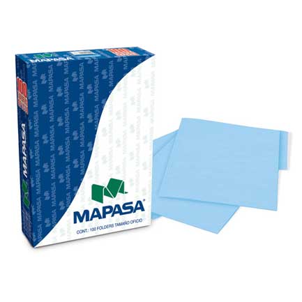 FOLDERS MAPASA AZUL OFICIO C/100