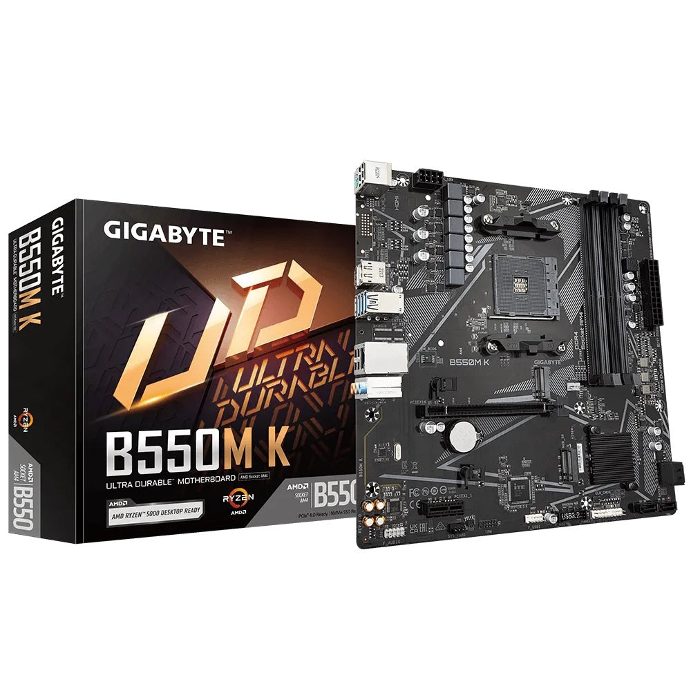 Tarjeta Madre Gigabyte B550M K 4xDDR4 128GB 4733Mhz PCIe 4.0 M.2 HDMI DP S AM4 Ryzen mATX