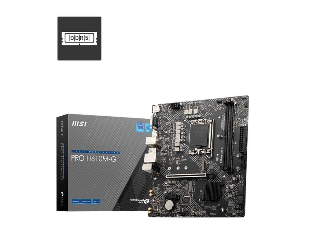 Tarjeta Madre MSI PRO H610M-G Micro-ATX LGA 1700 Intel H610 96GB DDR5 HDMI/DP para Intel
