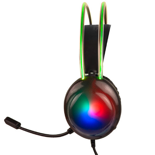 Diadema Gamer Perfect Choice Transparente RGB Helumo ANC 1.8m Alámbrico 3.5mm PVC