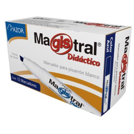 Marcador Magistral Didáctico Pizarrón Blanco Color Azul C/12 Pzas