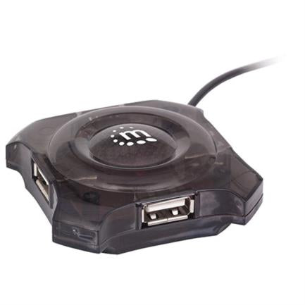 Mini Hub Manhattan Económico USB 4 Puertos Color Negro