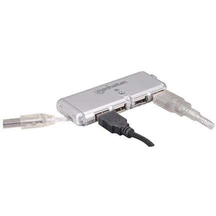 Mini Hub Manhattan USB 2.0 Sin Fuente 4 Puertos