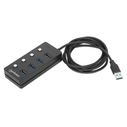 Manhattan Hub USB 3.2 con 4 puertos Tipo-A e interruptor por puerto