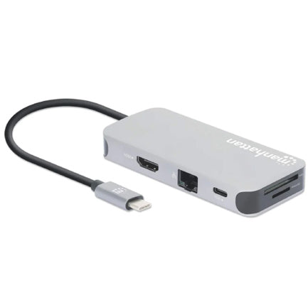 Docking Manhattan USB-C 8 ptos HDMI USB-C PD/2xUSBv3.2/USBv2.0 RED SD/Micro SDD