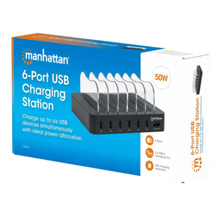 Estación de carga Manhattan USB-A 6 dispositivos 50W