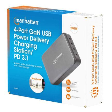 Estación de carga USB-C Manhattan 4 puertos USB-C PD 240W