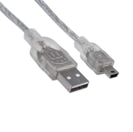 Cable Manhattan USB Mini B Alta Velocidad 2.0 A Mini B 1.8m Color Plata