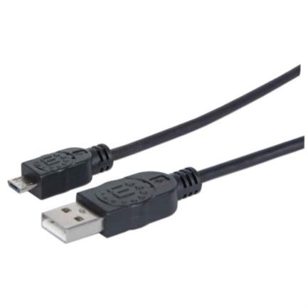 Cable Manhattan USB-A Micro USB-B 2.0 Alta Velocidad 1m Color Negro