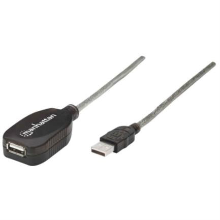 Cable Manhattan Extensión Activa USB-A 2.0 Alta Velocidad 5m Color Plata