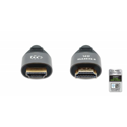 Cable Manhattan HDMI Certificado Ultra Alta Velocidad 8K a 60Hz/4K a 120Hz C/Ethernet 2m Color Negro