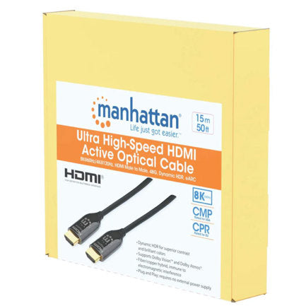 Cable Manhattan HDMI 2.1 Fibra Optica 15M 8ka60Hz Certificado