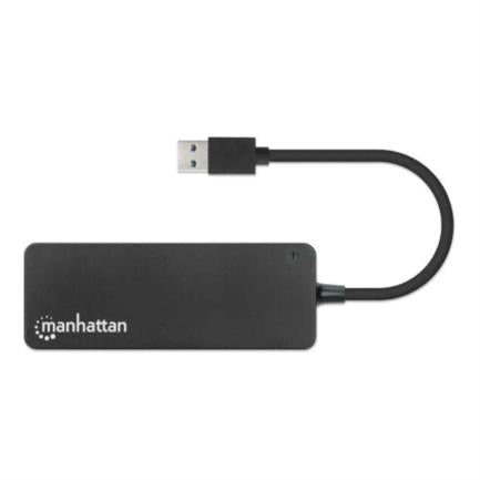 Hub Manhattan USB 3.2 Gen1 4 Puertos USB-A Color Negro