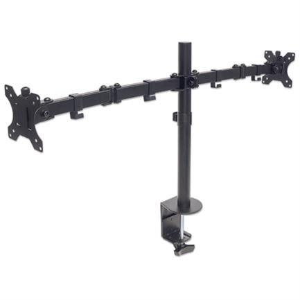 Soporte Monitor Manhattan Universal para 2 Monitores 13" a 32" Brazos Doble Articulación Color Negro