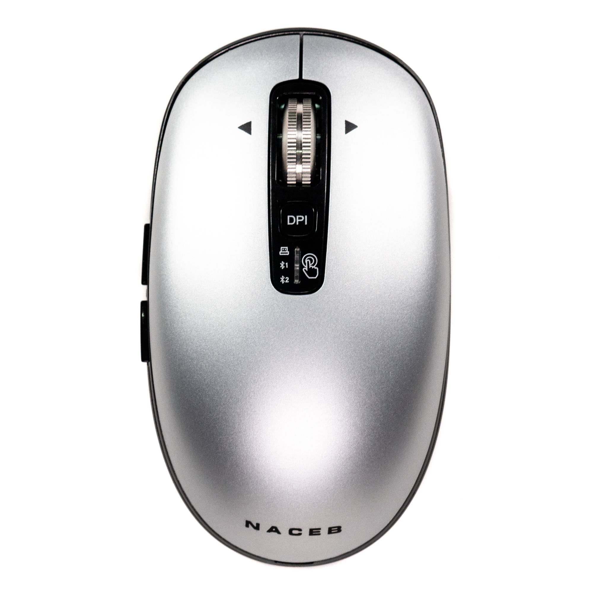 Mouse Naceb - Frecuencia Bluetooth/Radio - USB - 6 Botón(es) - Plata - Inalámbrico - 2.40GHz - 3200 dpi - AA Battery Supported