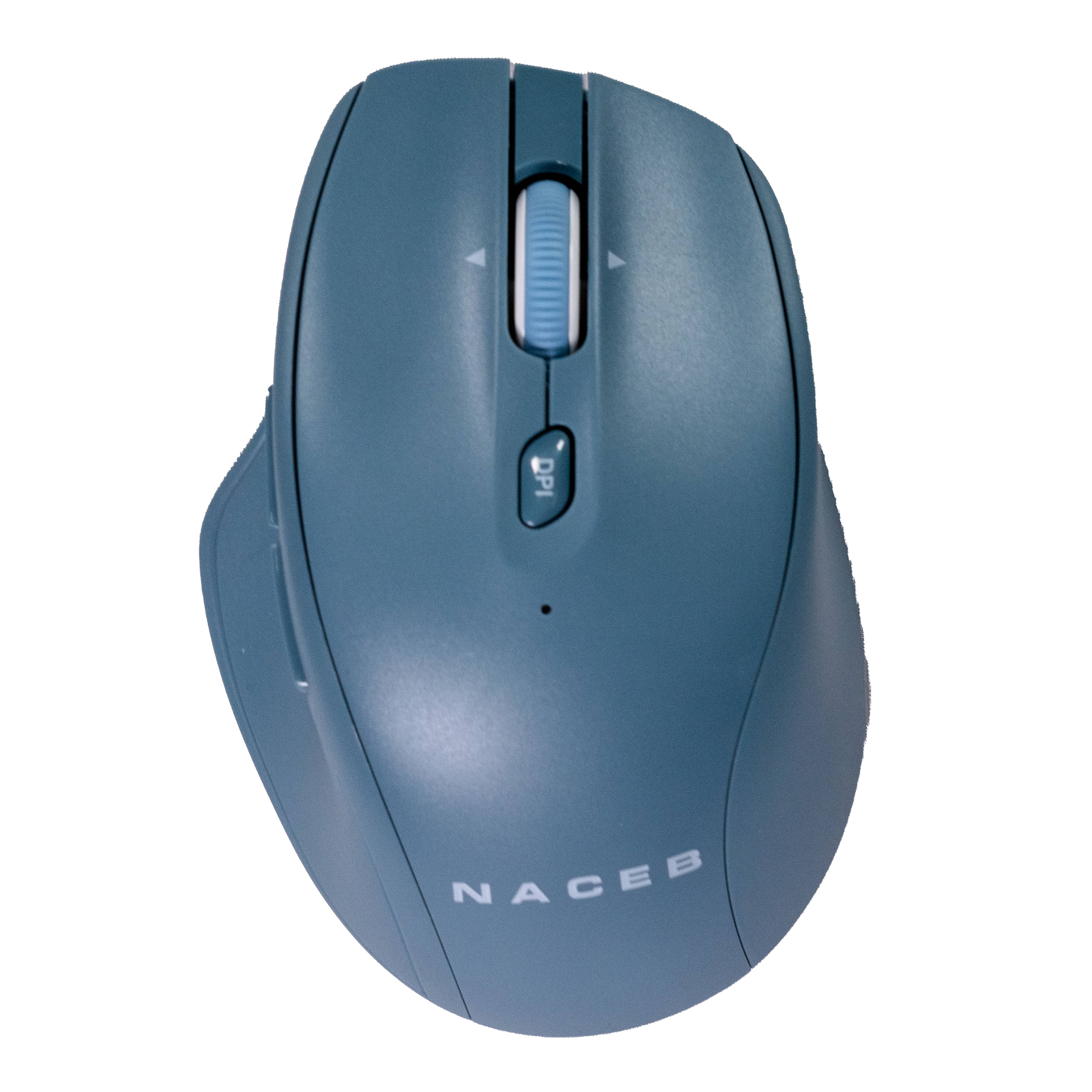 Mouse Naceb - Radiofrecuencia - USB - 5 Botón(es) - Azul - Inalámbrico - 2.40GHz - 1600 dpi - Rueda de desplazamiento - 1 x AA Battery Supported