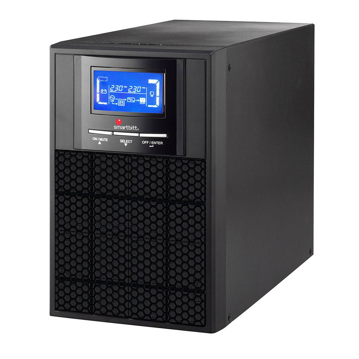 UPS Smartbitt SBOL3KT-1 , Online , Torre, 3000 VA/ 2700 Watts, 4 Contactos, topología de doble conversión, Puerto Serial - USB - LCD Pantalla