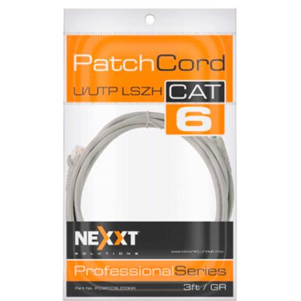 Cable de Conexion Nexxt Solutions U/UTP Cat6 90 cm LSZH (Compuesto sin Halogeno de Baja Toxicidad) Gris