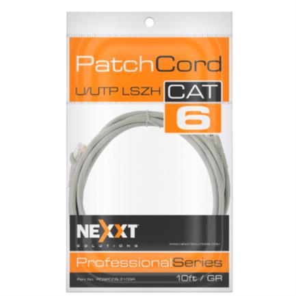 Cable de Conexion Nexxt Solutions U/UTP Cat6 3 Mts LSZH (Compuesto sin Halogeno de Baja Toxicidad) Gris