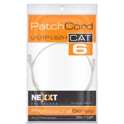Cable de Conexion Nexxt Solutions U/UTP Cat6A 90 cm LSZH (Compuesto sin Halogeno de Baja Toxicidad) Gris