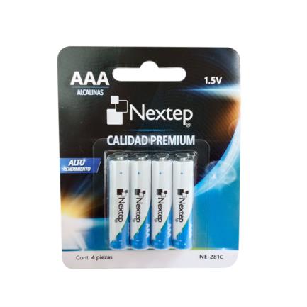 Pilas Nextep AAA Alcalinas LR03 1.5V c/4 Piezas