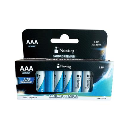Pilas Nextep AAA Alcalinas LR03 1.5V c/20 Piezas