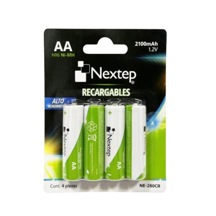 Pilas Nextep AA Recargables HR6 NiMH 1.2V C/4 Piezas 2100mAh