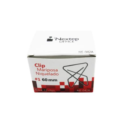 Bundle Clip Mariposa Nextep Niquelado #1 60mm 12 Clips Cont. 4Piezas