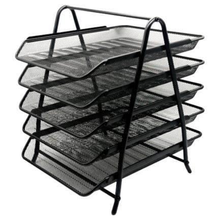 Bundle Charola Organizadora Nextep Malla Metalica de 5 Niveles Negro Tipo Oficio Cont 2Piezas