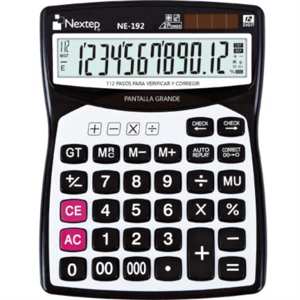 Bundle Calculadora Nextep 12 Dígitos Pantalla Grande Escritorio Cubierta Metalica Solar/Bateria Funcion Revisar y Correg