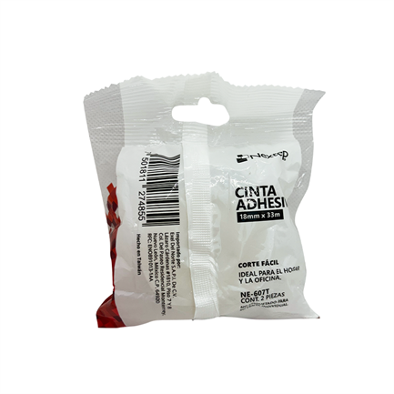 Cinta Adhesiva Nextep Corte Facil 18mm x 33mts Bolsa c/2 Piezas
