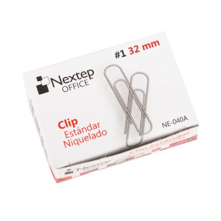 Clip Nextep Estándar Niquelado #1 32mm C/10 100 Clips c/u