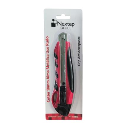 Cutter Plastico Nextep Uso Rudo Navaja 18mm Alma de Metal