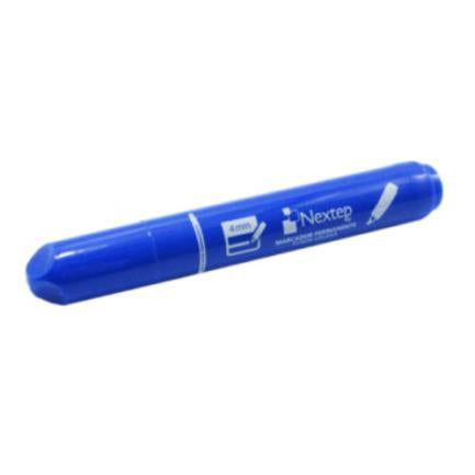 Marcador Nextep Permanente Punta Gruesa Cincel 4mm Azul c/12 Pzas