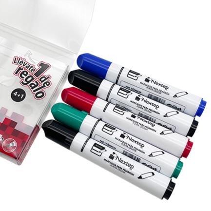 Marcadores Nextep para Pizarrón Blanco Juego 4 Colores Punta Gruesa Cincel 4mm