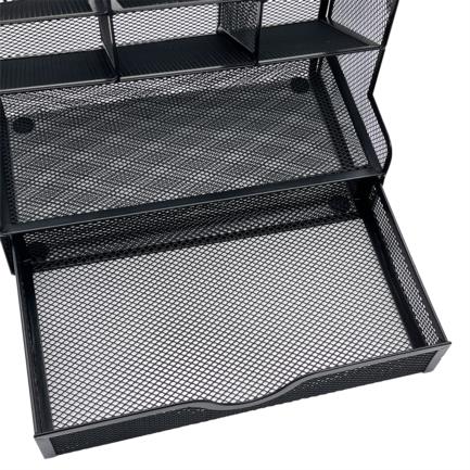 Organizador Nextep Malla Metalica para Escritorio Multi Secciones con Cajon