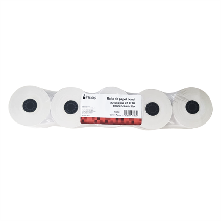 Rollo Papel Nextep Bond Autocopiadora 76X70mm Blanco/Amarillo C/5
