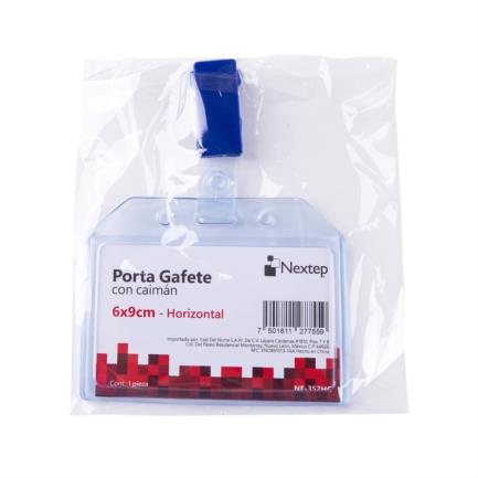 Porta Gafete Plastico Flexible Horizontal Nextep 6x9cm con Caiman C/12