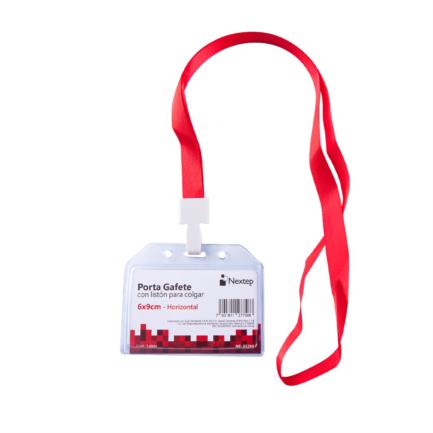 Porta Gafete Plastico Flexible Horizontal Nextep 6x9cm con Liston para Colgar C/12