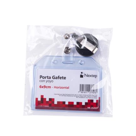 Porta Gafete Plastico Flexible Horizontal Nextep 6x9cm con Yoyo C/12