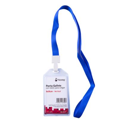 Porta Gafete Plastico Flexible Vertical Nextep 6x9cm con Liston para Colgar C/12